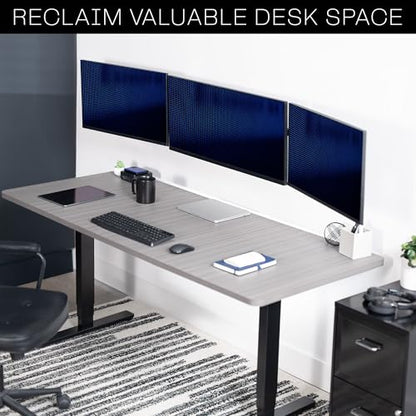 VIVO Premium Triple Monitor Wall Mount for 3 Screens up to 22 lbs, Fits up to 38 inch Ultrawides on Center Bracket, Adjustable Telescoping Arms, Flush Wall Setup, Black, MOUNT-TS03C - size: up to 38", style: Triple mount