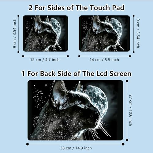 Universal Laptop Skin Sticker with 2 Wrist Pad Skins, Waterproof Scratch Resistant Vinyl Laptop Cover Decal, Cut to Fit for 11–15.6 Inch MacBook HP Dell Lenovo, Black Cat Moon - color: Black Cat Moon