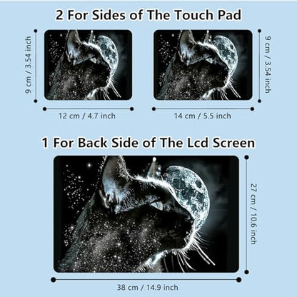 Universal Laptop Skin Sticker with 2 Wrist Pad Skins, Waterproof Scratch Resistant Vinyl Laptop Cover Decal, Cut to Fit for 11–15.6 Inch MacBook HP Dell Lenovo, Black Cat Moon - color: Black Cat Moon