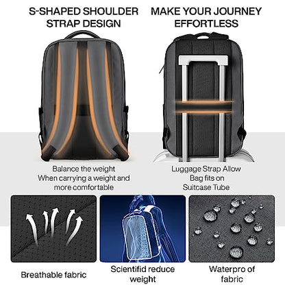 mixi Large Capacity Expandable Travel Backpack for Women & Men 15.6'' Laptop Carry On Weekender Bag Outdoor Hiking with Multifunction Pockets 180° Open Water Resistant 18 Inch 28L, Rock Gray - color: Expandable Rock Gray