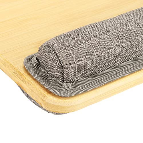 Bamboo Top Lap Desk with Pillow Cushion, Ergonomic Design Laptop Desk for Reading and Writing, Lightweight and Portable