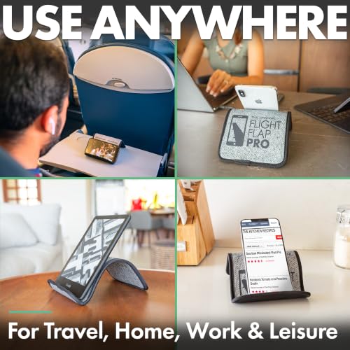 Airplane Phone Holder - Foldable Phone Stand for Plane Travel | Aluminum Build, 9 x 5.2 in. Matte Pro Finish, Tabletop Mount Desk, Plane Tray Seat back, Treadmill, Fits iPhone Cell Phone - color: PRO, size: Large