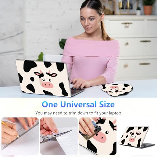 Laptop Skin Sticker Decal 15-15.6 Inch with Cute Mouse Pad, Universal Reusable Vinyl Sticker for 12.1 13 13.3 14 15.4 Inch Netbook and Notebook PC, Cute Cow Print - color: Cute Cow Print