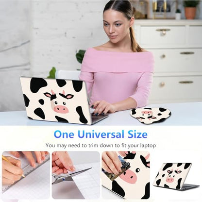 Laptop Skin Sticker Decal 15-15.6 Inch with Cute Mouse Pad, Universal Reusable Vinyl Sticker for 12.1 13 13.3 14 15.4 Inch Netbook and Notebook PC, Cute Cow Print - color: Cute Cow Print