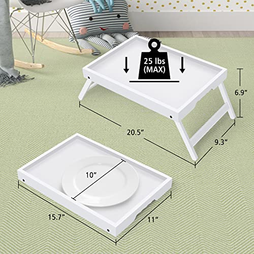 Artmeer FSC 100% Bamboo Bed Tray with Folding Legs, Medium, White | FSC 100% bamboo bed tray with folding legs, handles and raised edges for meals, laptops, reading and serving in bed. - color: White, size: Medium