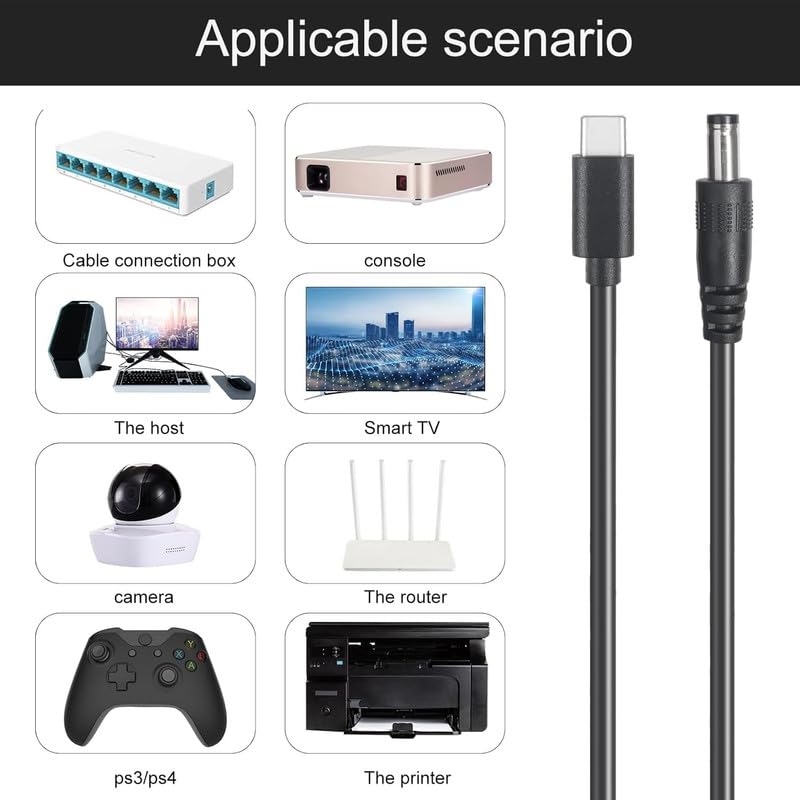 5Ft 12V 3A USB C to 5.5x2.5mm Webcamera Power Cable, 20V DC Adapter USB C Cable Made for GPS, DVR, Webcamera, Speaker, CCTV Camera, LAN Phones, USB Hubs, Asus Laptop, External Speaker - style: USB C to 5.5x2.5mm