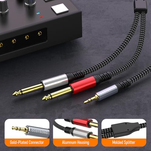 3.5mm 1/8 Stereo to Dual 1/4 TS Mono Y Splitter Audio Cable Adapter Compatible with iPhone, PC, Computer Sound Card, Mixer, Multimedia Speaker, Home Stereo System - 20FT - size: 20ft
