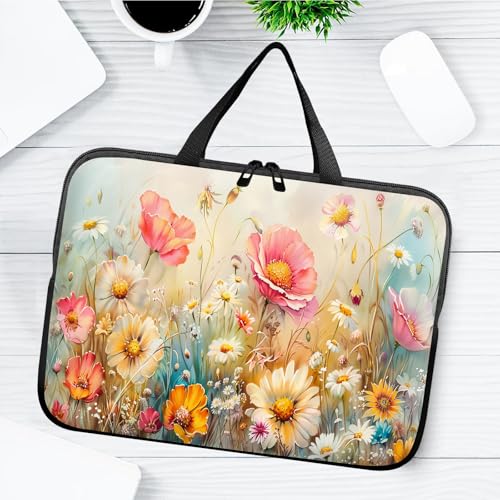 14" 15" Laptop Handle Bag Computer Bag,14.2" 15.4 inch Pouch Holder Notebook Sleeve Cover Compatible for Dell,Lenovo,Toshiba HP, Asus Notebook Messenger Briefcase-Colorful Flowers - color: Colorful Flowers