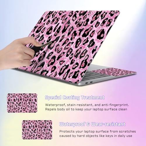 Universal Laptop Skin Sticker Decal, Compatible with MacBook HP Dell Lenovo 12"-15.6", Reusable Vinyl Notebook Cover 3PCS Set, High-Recognition Film-Pink Leopard Print - color: Pink Leopard print