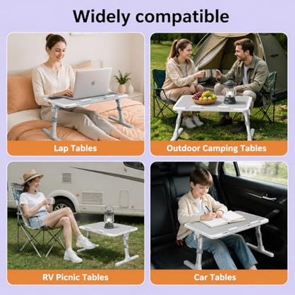 Large Car Seat Tray Table, 22.5"×12.6" Foldable Travel Table in Car, Height Adjustable Lap Bed Desk for Laptop, Rear Seat Eating Writing Tray with Slot, Car Travel Essentials for Long Trips, Grey