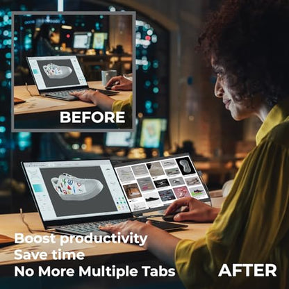 Mobile Pixels 2026 New 13.3" Portable Monitor, Full HD IPS 1080P Laptop Monitor Extender, USB C/HDMI Plug and Play, Suitable for 13-15" Laptop, Windows/Mac/Android/Switch Compatible (Duex Plus DS) - size: 13.3"Duex Plus DS