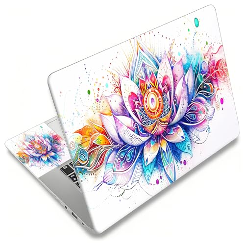 Laptop Skin Sticker Decal, Universal Reusable Vinyl Laptop Cover for 12" 13" 13.3" 14" 15" 15.4" 15.6" Notebook PC, Waterproof Scratch-Resistant with 2 Wrist Pads, Easy to Apply & Remove,Lotus Flower - color: Lotus Flower