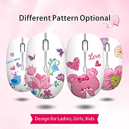 TENMOS M101 Wireless Mouse Cute Silent Computer Mice with USB Receiver, 2.4G Optical Wireless Travel Mouse 1600 DPI for Laptop, Notebook, PC, Computer (Butterfly) - color: butterfly