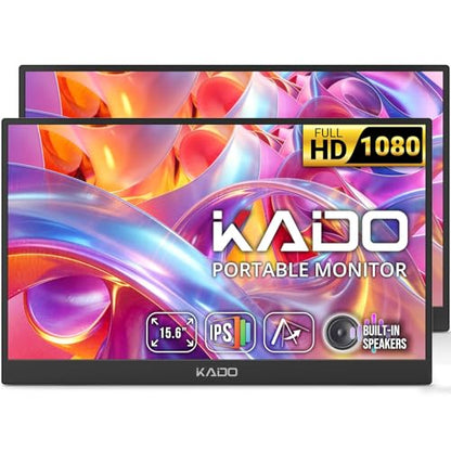 Kado 2-Pack 15.6 Inch 1080p FHD Ultra-Slim Laptop Monitor Second Display | IPS 1920x1080 Adjustable Kickstand, Screen Extender for PC, Mac, Tablet, Phone, Xbox, PS5, Switch USB-C & HDMI Connectivity - size: 72% sRGB 2-Pack