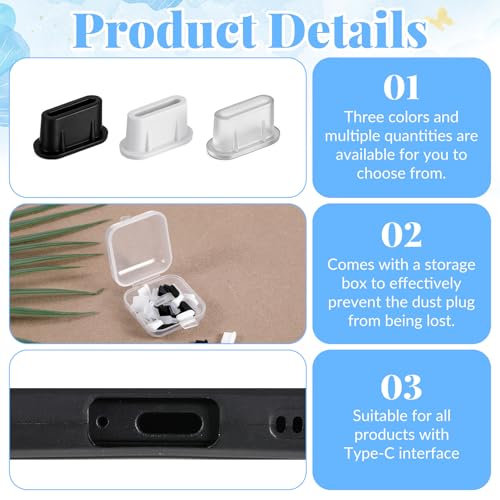 30 Pack USB C Dust Plug, USB C Dust Plug, Silicone Type-c Port Cover Protector Compatible with Phone, Tablet, Laptop, All Devices