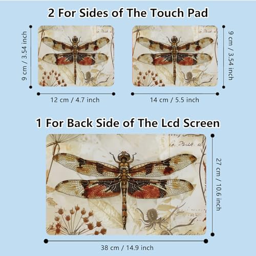 Universal Laptop Skin Sticker with 2 Wrist Pad Skins, Waterproof Scratch Resistant Vinyl Laptop Cover Decal, Cut to Fit for 11–15.6 Inch MacBook HP Dell Lenovo, Dragonfly - color: Dragonfly