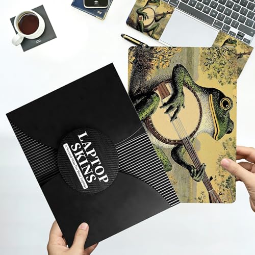 Universal Laptop Skin Sticker with 2 Wrist Pad Decals, 3-Piece Removable Vinyl Laptop Cover, Music Frog Waterproof Anti-Scratch, Easy-Trim Fit for 13.3" 14" 15.6" Laptops - color: Music Frog