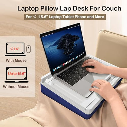 Lap Desk with Storage Cushion with iPad Slot Magnetic WhiteBoard | Washable Portable Writing Laptop Lap Desk for Home Office Couch Bed - Fits Up to 15.6 Inch Laptop