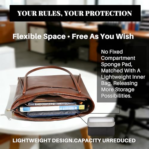 Blofinche Genuine Leather Briefcase for Women, Structured Professional Laptop Work Tote | Water-Resistant, Fit 13.3" Laptop - color: Wine