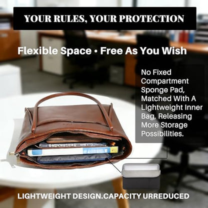 Blofinche Genuine Leather Briefcase for Women, Structured Professional Laptop Work Tote | Water-Resistant, Fit 13.3" Laptop - color: Wine