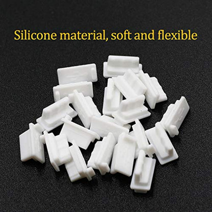 Yoohey Silicone USB A Type Female Anti Dust Cover Plug, White, 20PCS | Protector Stopper Cover