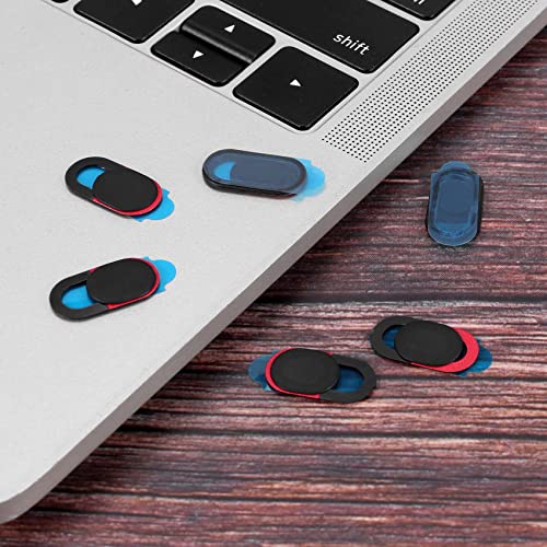 6 Pack Slide Privacy Protection Ultra Thin Anti- Laptop Camera Cover for Computer Pro, black & red, 392892