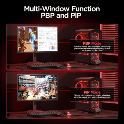 KOORUI 27" 4K Gaming Monitor - Dual Mode UHD 160Hz or FHD 320Hz, Fast IPS 1ms, FreeSync Premium & G-SYNC Compatible, HDMI 2.1/DP 1.4, HDR400, Height/Pivot/Tilt Adjustable, PC & Console Ready, G2741L - size: 27" Dual Mode (4K 160Hz / FHD 320Hz)