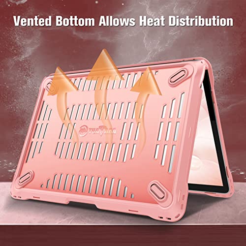 Fintie Case for MacBook Air 13 Inch A2337 (M1) / A2179 / A1932 (2018-2021 2022 Release) - Heavy Duty Hard Shell Cover with TPU Bumper for MacBook Air 13 Retina Display with Touch ID, Rose Gold - color: Rose Gold