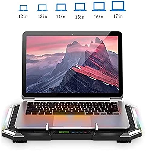 TOEWOE Laptop Cooling Pad, RGB Lights Laptop Cooler 6 Fans for Up to 17.3 Inch Laptops, Notebook Cooler, 7 Height Stands, 2 USB Ports