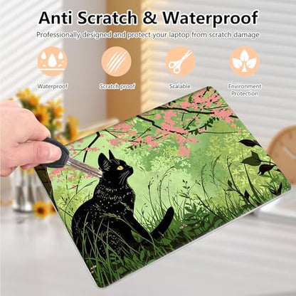 Laptop Skin Sticker Decal 15.6 Inch,12 13 13.3 14 15 15.6 in Laptop Netbook Skins for Notebook,Art Decal Removable Waterproof Scratch Resistant,Universal Vinyl Cover,Cute Cat Green - color: Cute Cat Green