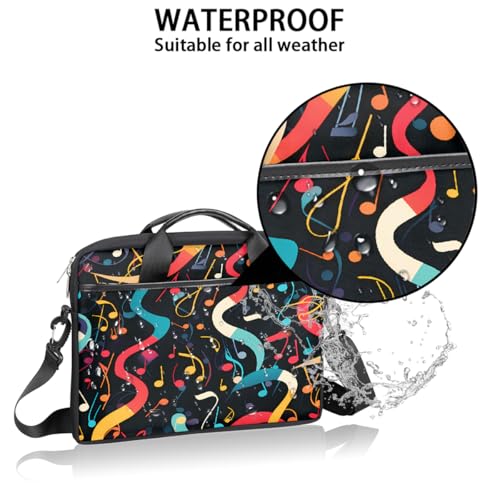 Laptop Shoulder Bag for Women Men, Waterproof Computer Case Messenger Bag Briefcase for Business Office Travel - color: Music Note