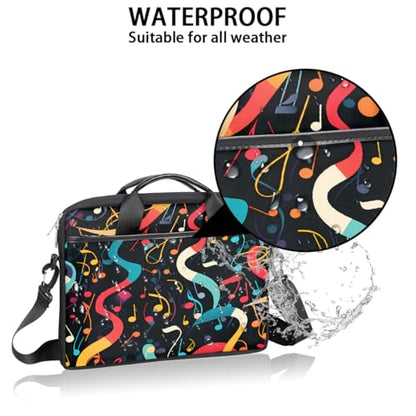 Laptop Shoulder Bag for Women Men, Waterproof Computer Case Messenger Bag Briefcase for Business Office Travel - color: Music Note