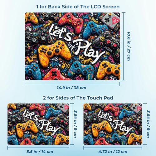 Reusable Universal Laptop Skin Sticker, Cut to Fit for 11.6–15.6 Inch Laptops, Waterproof Protective Film, No-Residue - Play Games - color: Play Games