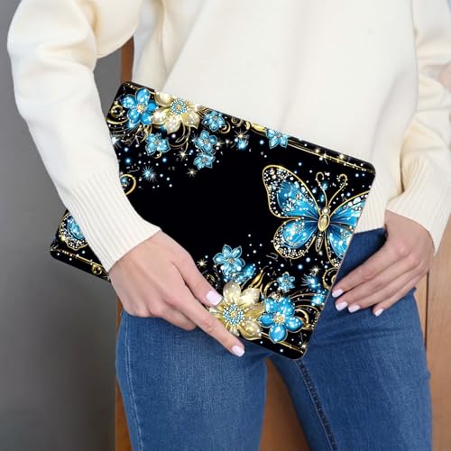 15.6 Inch Laptop Skin Sticker, Reusable Vinyl Cover Protector with 2 Wrist Pad Skins, Removable Waterproof Scratch-Resistant for 12-15.6 Inch Laptop Notebook,Blue and White Butterfly - color: Blue And White Butterfly