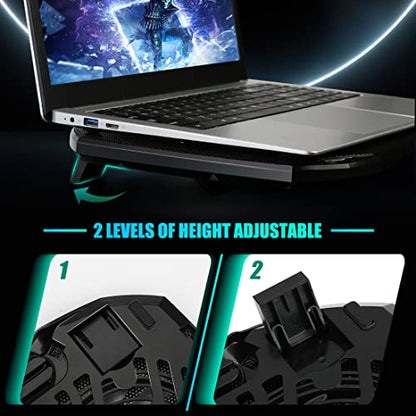 Laptop Cooling Pad, Gaming Laptop Cooler with 2 Quiet Big Fans, RGB 7 Color Light Change, Portable USB Laptop Stand 11 to 15.6 Inch, Slim and Easy Carry Working Study Outdoor Travel