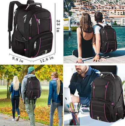 LTINVECK Travel Laptop Backpack,Extra Large Backpack for Men,Big 17 Inch Computer bag Tech Backpack - color: Purple