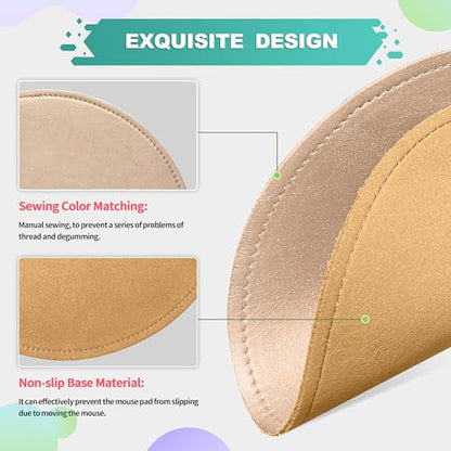 PU Leather Mouse Pad With Stitched Edge Micro-Fiber Base - Non-Slip Waterproof for Computers, Laptop - Round 9 x 9 Inch (Champagne Gold) - color: Champagne Gold, size: 9L x 9W inches