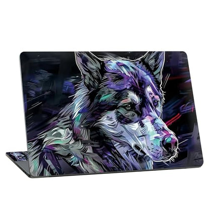 Universal Laptop Skin Sticker with 2 Wrist Pad Skins, Waterproof Scratch Resistant Vinyl Laptop Cover Decal, Cut to Fit for 11–15.6 Inch MacBook HP Dell Lenovo, Art Wolf - color: Art Wolf