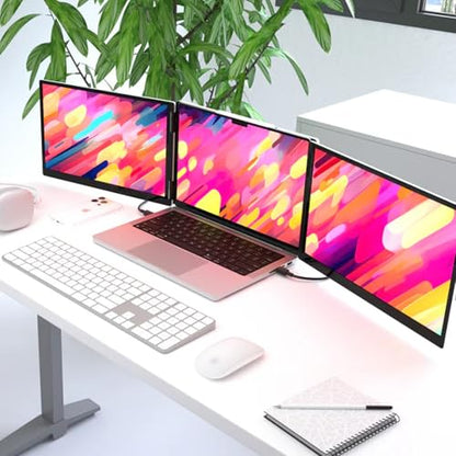 14" Pro Triple Laptop Glass Screen Extender, Dual 14" 2k Portable Monitors, 144Hz, 100% DCI-P3, 500 Nits, Aluminum Finish for 14" MacBook Pro & Windows, for Gaming, Creators, & Professional | Dual 14-inch 2K monitors, 144Hz refresh rate, 100% DCI-P3, 500-