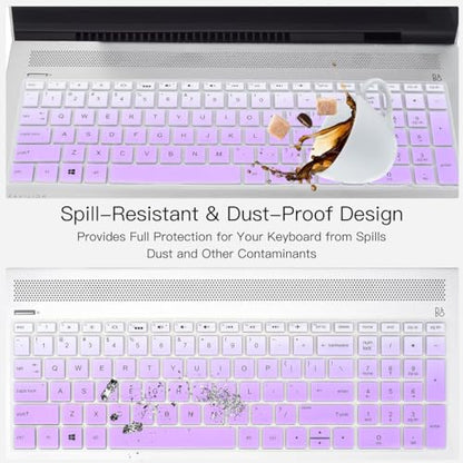 Keyboard Cover for HP Laptop 15-db 15-dw 15-dy 15-da 15-ef 15-bs/bw 15-ef 15t 15z 15.6" 15-db0011dx 15-dy1043dx/dy1051wm 15-dw0037wm/dw1083wm 15-ef1001ds, HP 17-by/bs/ca 17.3 Keyboard Cover, Purple - color: Ombre Purple