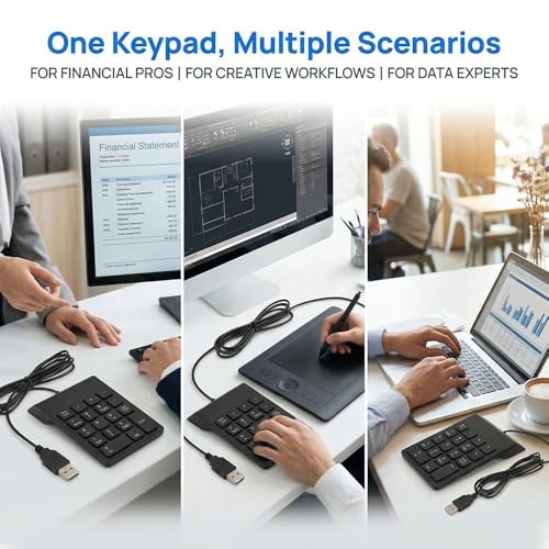 18-Key Wired Numeric Keypad – USB Plug and Play Ergonomic Mini Number Pad for PC Laptop Desktop Efficient Data Entry, Quiet Typing(2PCS) - size: 2PCS