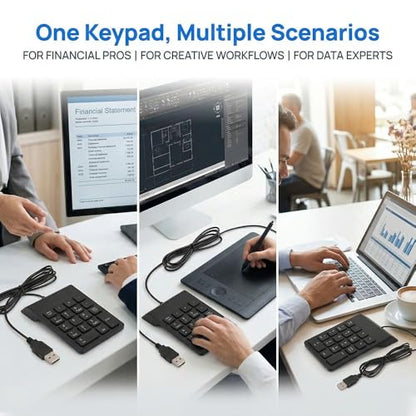 18-Key Wired Numeric Keypad – USB Plug and Play Ergonomic Mini Number Pad for PC Laptop Desktop Efficient Data Entry, Quiet Typing(2PCS) - size: 2PCS