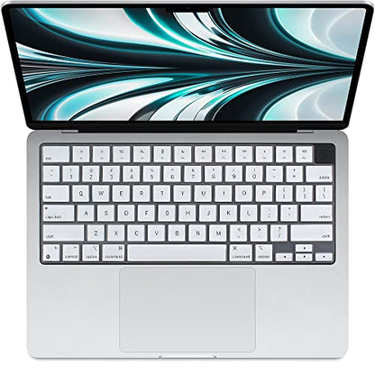 ProElife Keyboard Cover Skin for MacBook Air 13.6 inch 15 inch 2024 2023 2022 M3 M2 Chip A2681 A2941, Ultra Thin Keyboard Protector U.S Enter for 2024-2022 Air 13.6'' 15'' M3 M2 Accessory (White) | US Enter, Ultra Thin (0.26 mm), Silicone Protective Skin,