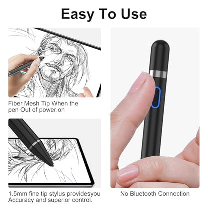 Compatible for iOS&Android Touch Screens Active Stylus Pen,Stylus Pens for Touch Screens,Rechargeable Stylus for i-Pad/Pro/Air/Mini/i-Phone/Cellphone/Samsung/Tablet Drawing&Writing (Black) - color: Black