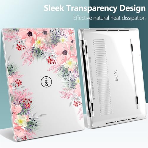 Batianda Blush Garden Case for Dell XPS 13 Laptop 2024 2025 | Fits Model 9340/9345/9350 13.4" Display, Lightweight Slim Hard Shell Protection for Women, Students and Floral Lovers - color: Pink flowers