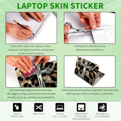 Laptop Skin Sticker Decal, Universal Protective Cover Fit 12 13 14 15.6 Inch Notebook, Reusable Water-Resistant Vinyl Decal w/ 2 Wrist Pads for Business Travel Office, Leopard Print Art - color: Leopard Print Art