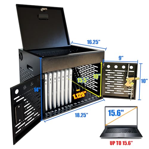 16-Device Laptop & Tablet Charging Cabinet, Fully Assembled Lockable Chromebook Charging Station for Classroom, School, Library & Office, Secure Storage for Devices Up to 15.6", Black - color: Black With 16-device Key-lock Charging Cabinet