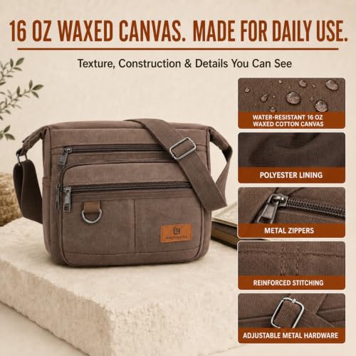 Rfid Crossbody Messenger Bag with Water Bottle Holders, 13 inch Laptop Shoulder Bag, Sling Satchel Purse w/Built-in Wallet - color: Brown