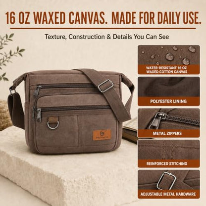 Rfid Crossbody Messenger Bag with Water Bottle Holders, 13 inch Laptop Shoulder Bag, Sling Satchel Purse w/Built-in Wallet - color: Brown