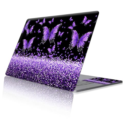 Reusable Universal Laptop Skin Sticker, Cut to Fit for 11.6–15.6 Inch Laptops, Waterproof Protective Film, No-Residue - Purple Butterfly - color: Purple Butterfly
